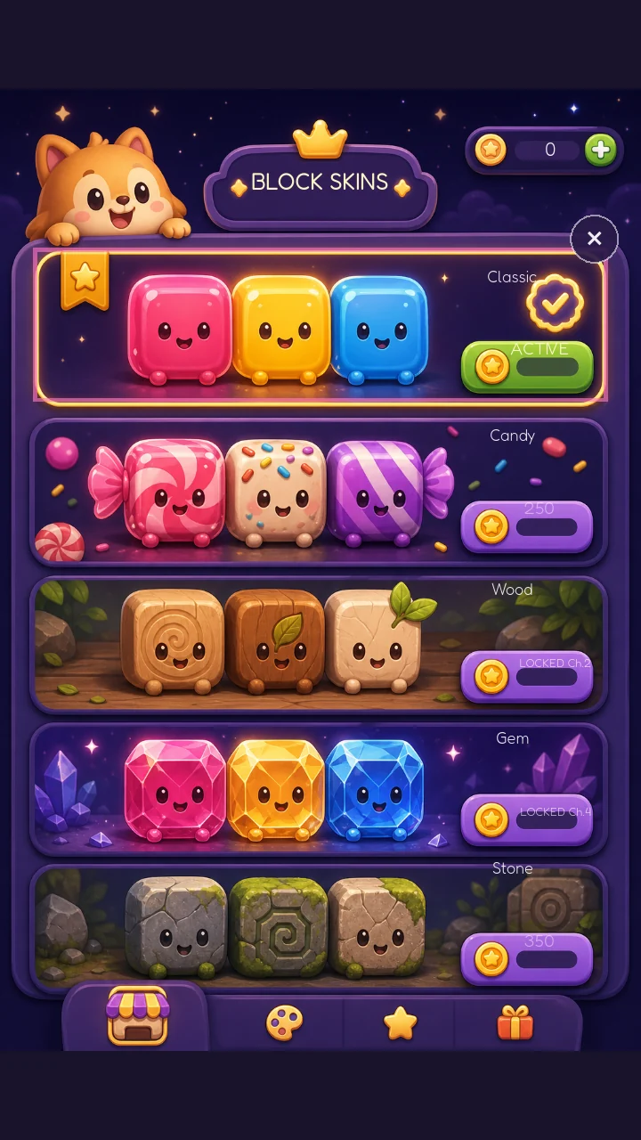 Block Nook skins shop
